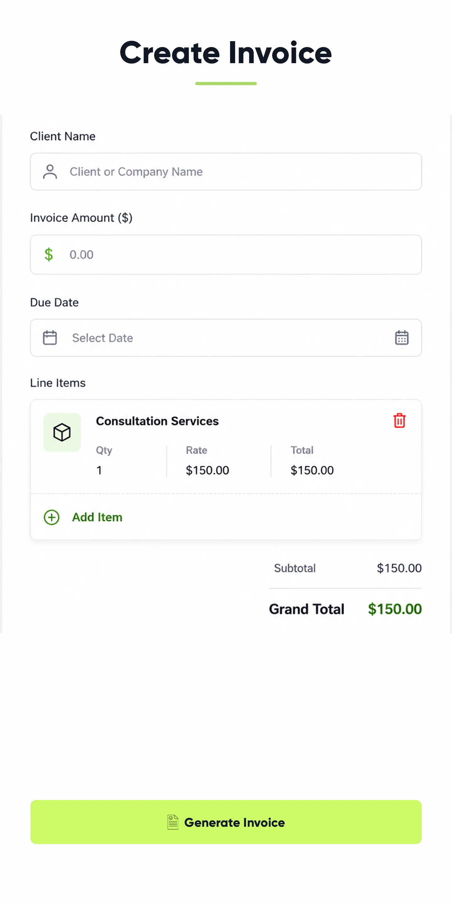 Step 1: Create a professional invoice in seconds