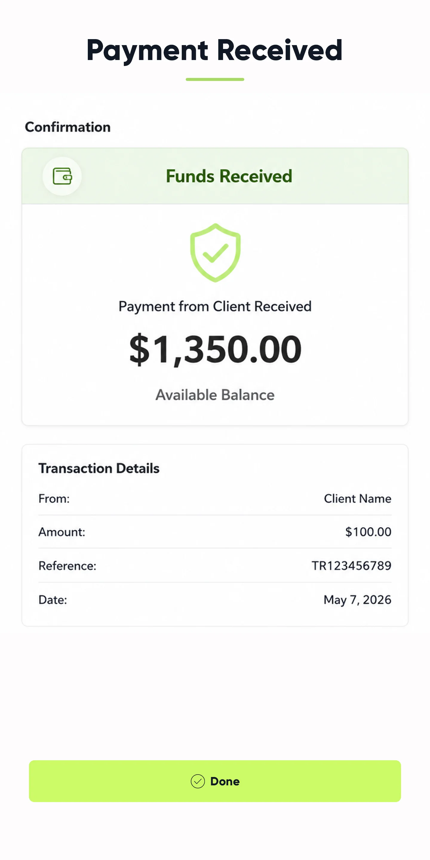Step 5: Payment received and confirmed